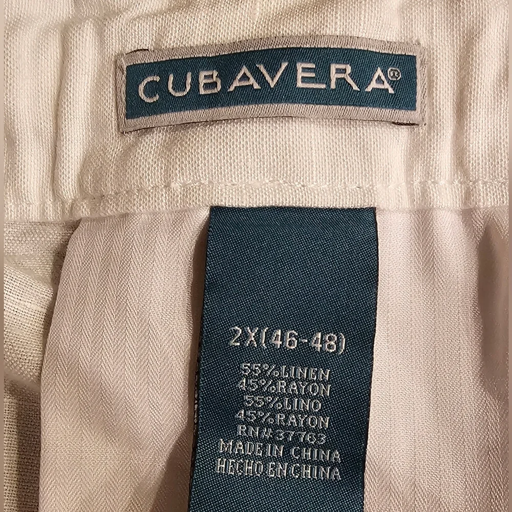 Cubavera Women's Winter White Drawstring Linen Slacks - Picture 2 of 4